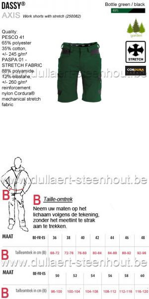 DASSY® Axis (250082) Werkshort met stretch - Bottle green / black
