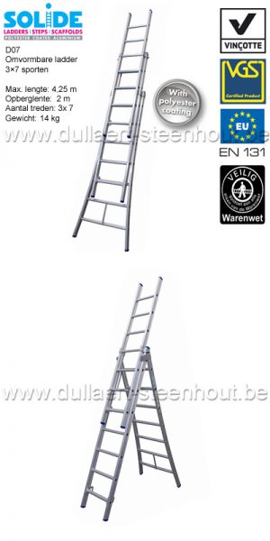 Solide Professionele omvormbare ladder 3x7 sporten - D07