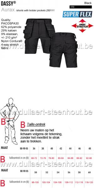 DASSY® AURAX (250111) Stretch werkshort met holsterzakken - zwart
