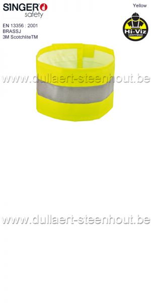 Singer Hoge zichtbaarheid armband / fluo gele armband met PU-coating BRASSJ 