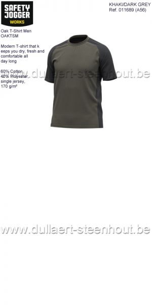 Safety Jogger Oak T-shirt Heren de hele dag droog, fris en comfortabel - KHAKI/DARK GREY