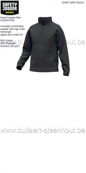 Safety Jogger Kasai comfortabele werksweater met rits KASSWTRM - DARK GREY/NAVY