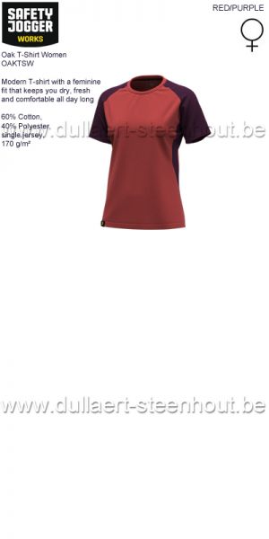  Safety Jogger Oak t-shirt dames OAKTSW droog, fris en comfortabel - RED/PURPLE