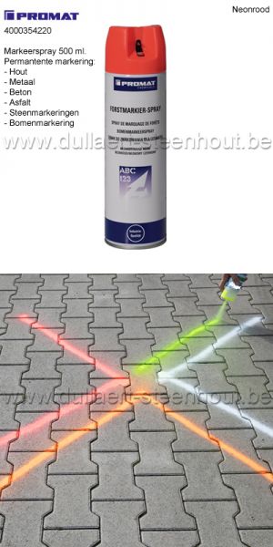 Promat markeerspray neonrood 500 ml spuitbus - 4000354220 