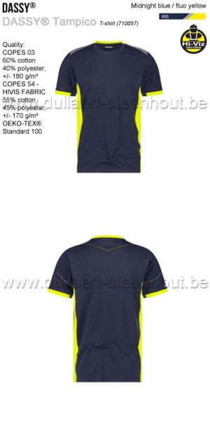 DASSY® Tampico (710057) T-shirt - nachtblauw / fluogeel