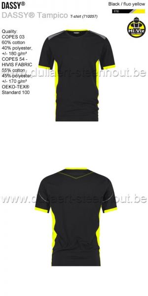 DASSY® Tampico (710057) T-shirt - zwart / fluogeel