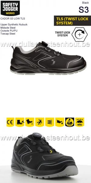 Safety Jogger spotieve werkschoenen / veiligheidsschoenen CADOR S3 LOW TLS - black