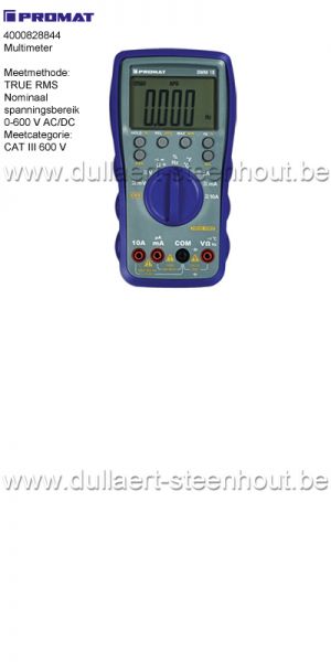 Promat Multimeter | DMM 10 | 0-600 V AC/DC | WAAR RMS | Temperatuur - 4000828844 