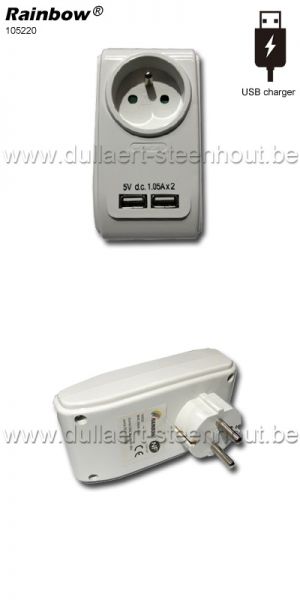 Rainbow Adapter met dubbele USB charger - 105220