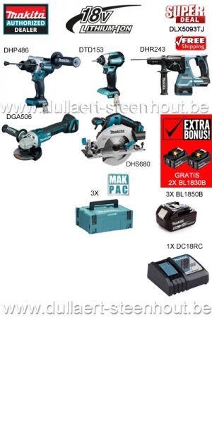 Makita  Combiset LXT ® DLX5093TJ - 5 accu machines + 5x accu (3x BL1850B + 2x BL1830B)
