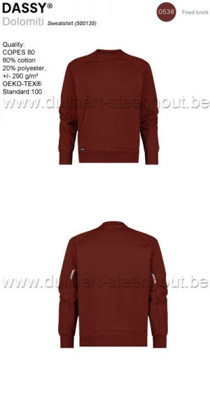 DASSY® Dolomiti (500135) Sweater / werksweater - BAKSTEENROOD 0538