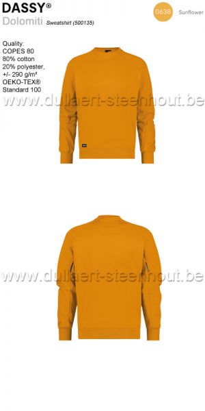 DASSY® Dolomiti (500135) Sweater / werksweater - ZONNEBLOEMGEEL 0638