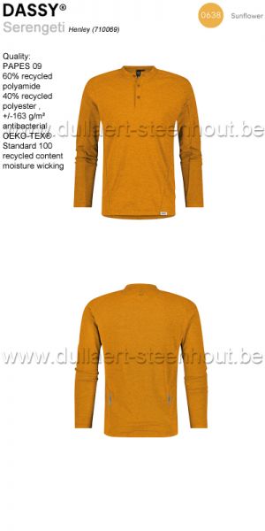 DASSY® Serengeti (710069) Henley t-shirt met lange mouwen - ZONNEBLOEMGEEL 0638