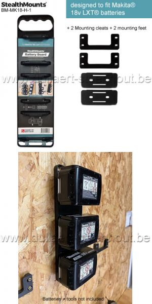 StealthMounts® Batterijhouder  BD-MK18-H-1 + 2 bevestigingsplaten + 2 muurhouders 