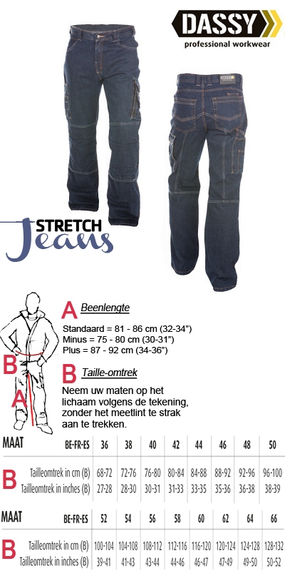 Dassy Stretch Jeans werkbroek / spijker werkbroek Knoxville 91% katoen