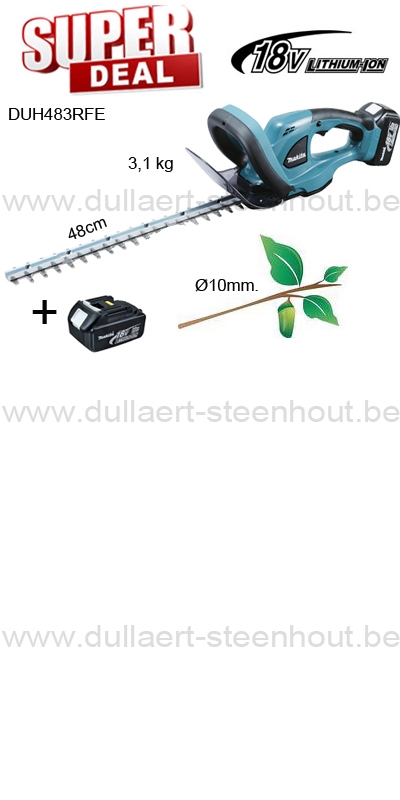 Clan slaaf spreiding Dullaert-Steenhout Ninove | Makita - DUH483RFE Accu heggenschaar LXT 18V  met 2 batterijen 18V 3.0 Ah