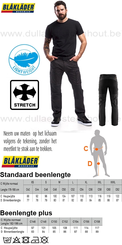 Blaklader - Licht, comfortabel en flexibele stretch werkbroek  1459 1845 9899 donkergrijs/zwart 