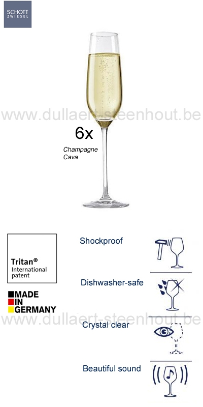 Verlengen Weiland Roeispaan Dullaert-Steenhout Ninove | Scott Zwiesel - 6 Champagne glazen / Cava  glazen Fortissimo