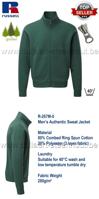 Russell - Authentic Sweat Jacket 267M - Bottle green