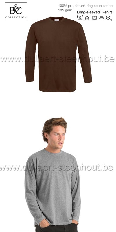 B&C - T-shirt met lange mouwen Exact 190 LSL / 100% katoen / bruin
