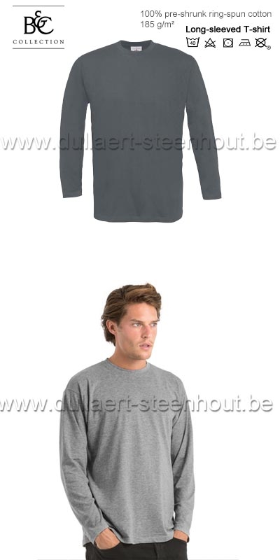 B&C - T-shirt met lange mouwen Exact 190 LSL / 100% katoen / dark grey