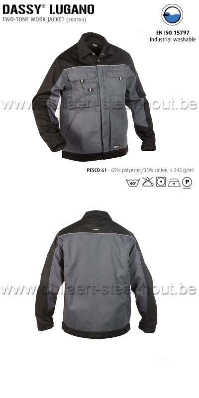 DASSY® Lugano (300183) Tweekleurige werkvest / werkjas - grijs/zwart