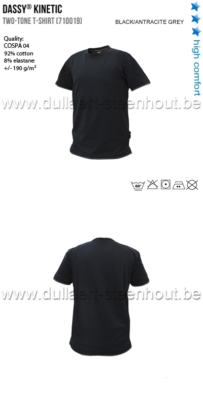 DASSY® Kinetic (710019) Tweekleurige T-shirt / hoge kwaliteit / zwart - antraciet grijs