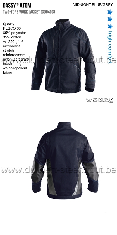 DASSY® Atom (300403) Tweekleurige werkvest / werkjas - nachtblauw/grijs