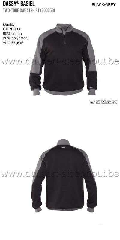 DASSY® Basiel (300358) Tweekleurige sweatshirt - zwart/grijs