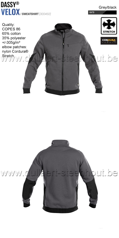 DASSY® Velox (300450) Sweater met rits - grijs/zwart