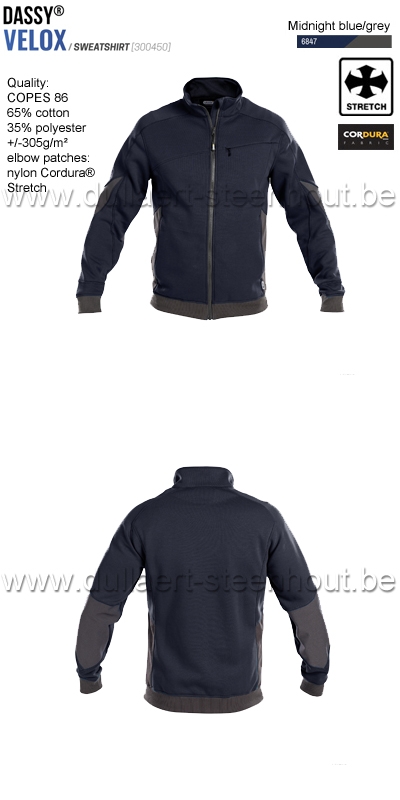 DASSY® Velox (300450) Sweater met rits - nachtblauw/grijs