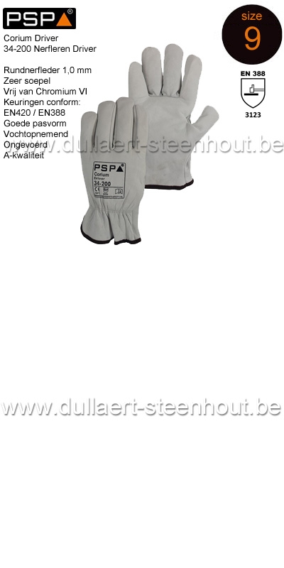PSP - Nerfleren soepele werkhandschoenen Corium 34-200 - maat 9 / L