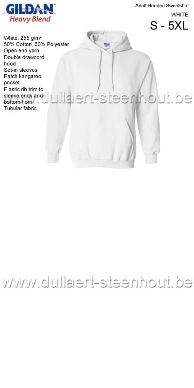 Gildan - Werksweater met kap 18500 Heavy blend - wit