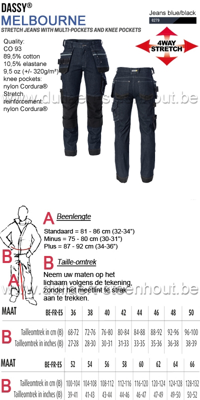 DASSY® Melbourne (200953) Stretch multizakken jeans werkbroek / spijker werkbroek