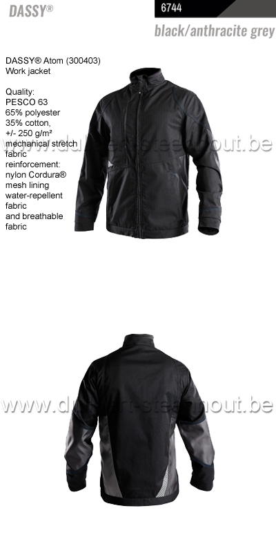 DASSY® Atom (300403) Tweekleurige werkvest / werkjas - kleurcode zwart/grijs