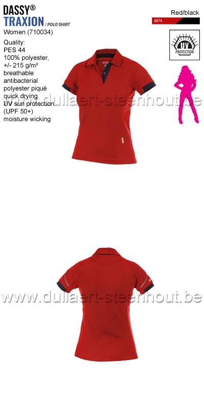 DASSY® Traxion Women (710034) Polo voor dames - rood/zwart
