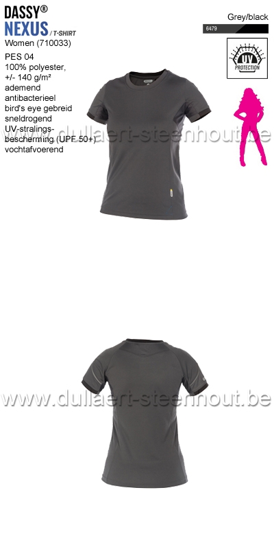DASSY® Nexus Women (710033) T-shirt voor dames - grijs/zwart