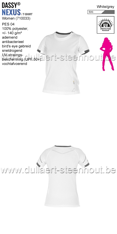 DASSY® Nexus Women (710033) T-shirt voor dames - wit/grijs