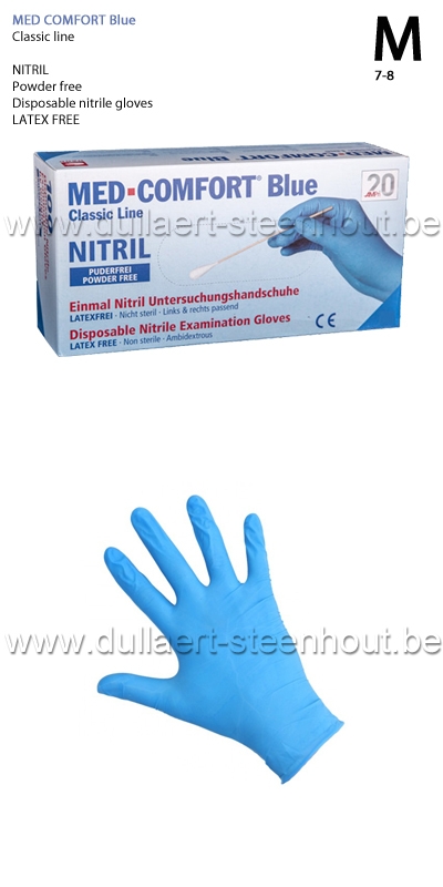MED COMFORT blue - Nitril wegwerphandschoenen - poedervrij - 100 stuks - MAAT M