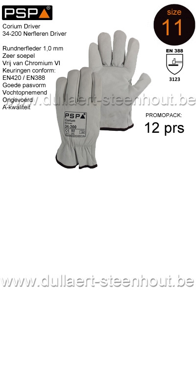 PSP - Nerfleren soepele werkhandschoenen Corium 34-200 - maat 11 / XXL - 12 PAAR