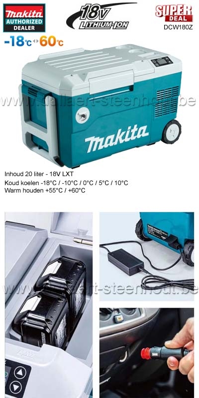Dullaert-Steenhout | Makita W180Z Thermo-elektrische koelbox 18V - 230V AC DCW180Z