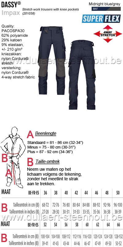 DASSY® Impax (201038) Stretch werkbroek met kniezakken - nachtblauw